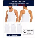 Yıldız Çamaşır Erkek Pamuk Likralı Sporcu Atlet (375-376-377)- 3Adet Beyaz M