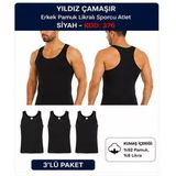 Yıldız Çamaşır Erkek Pamuk Likralı Sporcu Atlet (375-376-377)- 3Adet Xl Siyah