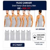 Yıldız Çamaşır Erkek Pamuk Likralı Sporcu Atlet (375-376-377)- 6 Adet M Gri