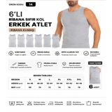Yıldız Çamaşır Erkek Ribana Sıfır Kol Bisiklet Yaka %100 Pamuk Fanila Atlet (10-11-14) - 6 Adet