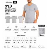 Yıldız Çamaşır Erkek Ribana V Yaka %100 Pamuk Body Fanila Atlet (60-61-62) - 3 Adet