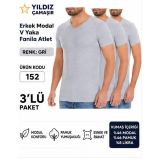 Yıldız Çamaşır Erkek V Yaka Kısa Kol Modal Likralı Fanila Atlet (150-151-152-153 ) - 3 Adet