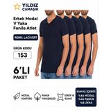 Yıldız Çamaşır Erkek V Yaka Kısa Kol Modal Likralı Fanila Atlet (150-151-152-153) - 6 Adet Xl Lacivert