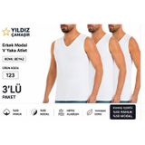 Yıldız Çamaşır Erkek YAZLIK Süper İnce V Yaka Sıfır Kol Modal Fanila Atlet (123-124 ) - 3 Adet