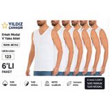 Yıldız Çamaşır Erkek YAZLIK Süper İnce V Yaka Sıfır Kol Modal Fanila Atlet (123-124 ) - 6 Adet