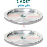 Yıldız Çelik 22 cm Taban Alüminyum Künefe Kadayıf Tepsisi & Tabağı 2 Parça Set