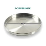 Yıldız Çelik Alüminyum 40 cm Baklava Börek Fırın Tepsisi Gümüş Renk Yuvarlak Şekil Derinlik 5 cm