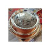 Yıldız çelik Bakır El İşlemeli Nikelli Tepsi 31 cm (1mm)