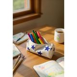 Yıldız Desenli Üçgen Kalemlik Makyaj Çantası Organizer 20X8X8 cm (Lacivert) - Çok Renkli