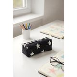 Yıldız Desenli Üçgen Kalemlik Makyaj Çantası Organizer 20X8X8 cm (Siyah) - Çok Renkli