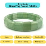 Yıldız Doğal Taş Sertifikalı Aventurin Doğal Taş Roleks Bileklik - 21 cm - Yeşil