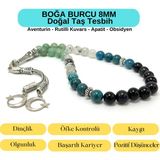Yıldız Doğal Taş Sertifikalı Boğa Burcu 8mm 33LÜK Doğal Taş Tesbih - Renkli