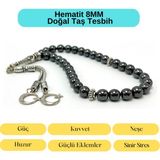 Yıldız Doğal Taş Sertifikalı Hematit 8mm 33LÜK Doğal Taş Tesbih - Siyah