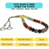 Yıldız Doğal Taş Sertifikalı Koç Burcu 8mm 33LÜK Doğal Taş Tesbih - Alaca