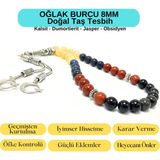 Yıldız Doğal Taş Sertifikalı Oğlak Burcu 8mm 33LÜK Doğal Taş Tesbih - Renkli