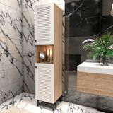 Yıldız Elegance Banyo Dolabı Luxe Ahşap-Beyaz 172 cm Yükseklik Suya Dayanıklı Malzeme ile Modern Tasarım