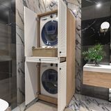 Yıldız Elegance Luxe Ahşap Panjur Kapaklı Çamaşır ve Kurutma Makinesi Dolabı – Şık, Dayanıklı ve Kullanışlı Tasarım