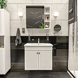 Yıldız Elegance Panjur Kapaklı | Aynalı | Lavabolu | Askılı | Banyo Lavabo Dolabı Seti | Luxe | Mat Beyaz