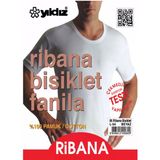 Yıldız Erkek Ribana Bisiklet Yaka Fanila Atlet 06 - 6 Adet - L - Beyaz