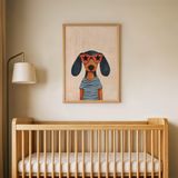 Yıldız Gözlüklü Köpek Çocuk Odası Duvar Posteri Çerçeveli Tablo Duvar Dekorasyonu - 30 x 40 - Ahşap Çerçeveli