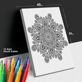 Yıldız Işığı 40X50 Mandala Tuval Boyama Seti - 12'li Keçeli Kalem Ile Birlikte -