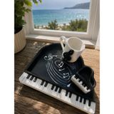 Yıldız İskandinav 🎹 Piyano Sunumluk ve Lokumluk Seti | El Boyaması Kahve Sunumluk | Müzikseverlere Özel Hediye - siyah - 0 - Siyah
