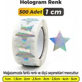 Yıldız Kesimli Hologram Yaldız Çok Amaçlı Etiket 1cm (500 Adet) - Çok Renkli