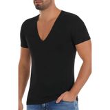 YILDIZ Likralı Derin V Yaka Erkek T-Shirt Siyah
