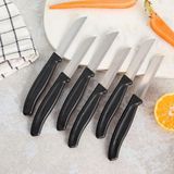 Yıldız Mira Dişli Meyve Bıçak Seti, Siyah, 6 Parça, Paslanmaz Çelik, Ergonomik Kopolimer Plastik Sap, 9 cm