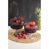 Yıldız Model El Yapımı Ayaklı Gri Renk Cam 2'li Kase 20X18 cm -15X15 cm