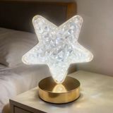 Yıldız Model Kristal Led Masa Lambası – Dokunmatik, 3 Renk Işık Modlu, Şarjlı Mini Dekoratif Gece Lambası Bx40