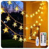 Yıldız Şerit LED Işık, 8 Adet Işık Modu, 10 Metre Uzunluğunda, 100 Adet Sarı LED Işık, Uzaktan Kumandalı, Su Geçirmez Tasarım, Dekorasyon Noel Yılbaşı İçin Saçak LED Yılbaşı Perde Işık