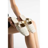 YILDIZ SHOES Kadın Günlük rahat krem renkli tokalı babet terlik