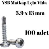 Yıldız Silindir Başlı 100 Adet - 3.9 x 13 mm Ysb Matkap Uçlu Akıllı Vida