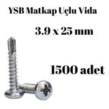 Yıldız Silindir Başlı 3.9X25 Ysb Matkap Uçlu Akıllı Vida 1500 Adet