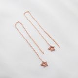 Yıldız Zirkon Taşlı Rose Gold Kaplama Gümüş Zincir Küpe