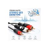 Yıldızan nry shop PX-AUX3R 3 Metre 3.5mm AUX to 2 RCA Ses Kablosu, Telefon Laptop PC Tablet Ses Çıkışını Amfi