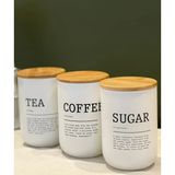 Yıldızdoğdu Üçlü Bambu Kapaklı Cam Kavanoz Seti Çay Şeker Kahve Kavanozu 3lü Kavanoz (Tea-Coffee-Sugar)