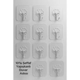 Yıldızhane 10 Adet Kapı Duvar Askısı, Kendinden Yapışkanlı Şeffaf Askı, Güçlü Kapı Askısı 6X6cm