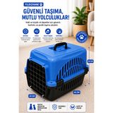 Yıldızhane Kedi Köpek Taşıma Kabı Mavi Plastik Evcil Hayvan Taşıma Çantası Havalandırmalı Güvenli Seyahat Çantası