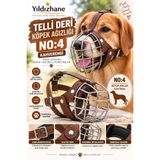 Yıldızhane Telli Deri Köpek Ağızlığı No:4 Kahverengi Ayarlanabilir Metal Kafesli Büyük Boy Köpek Ağızlık