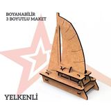 Yıldızlar Ahşap 3D Ahşap Boyanabilir Maket Yelkenli Gemi Bym-04