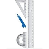Yıldızlar Çizim Takımı (30CM Cetvel+Gönye+Iletki+Pergel) Tek Ebat Şeffaf