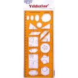 Yıldızlar Geometrik Şablon Cetvel 25 Cm. (040) - Çok Renkli