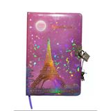 Yıldızlı Gece Hatıra Defteri (Günlük) Kilitli Defter 80 Yaprak - Paris Eyfel