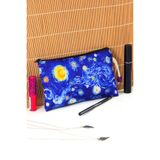 Yıldızlı Gece Tablosu Desenli Van Gogh Kalemlik Fermuarlı Makyaj Çantası Orta Boy 12cm X 20cm