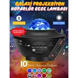 Yıldızlı Projeksiyon Tavan Bulutsu Galaxy Lazer Disko Topu Bluetooth LED - Ahşap