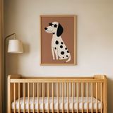 Yıldızlı Sevimli Dalmaçyalı Çocuk Odası Duvar Posteri Çerçeveli Tablo Duvar Dekorasyonu - 21 x 30 - Ahşap Çerçeveli