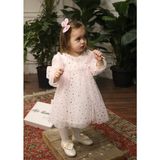 Yıldızlı Tül Kız Bebek Elbise Pembe - 3 Yaş
