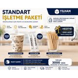 Yılhan Ambalaj Standart Işletme Paketi | 7 Oz Karton Bardak 1000 Adet + Stick Şeker 1000 Adet + Hediye Tahta Karıştırıcı 1000 Adet